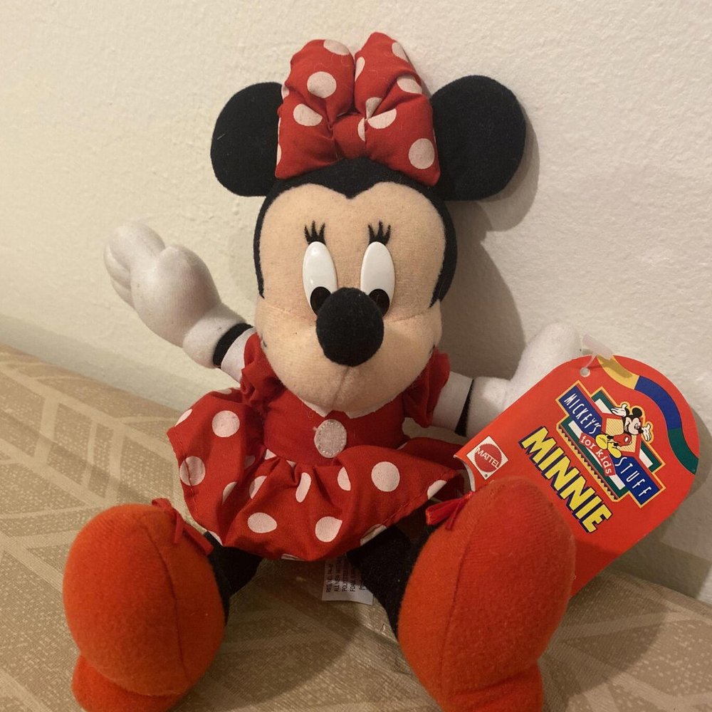 Vintage Disney Minnie Mouse Vinyl Plush Toy by Mattel Disney Arcotoys NWT
